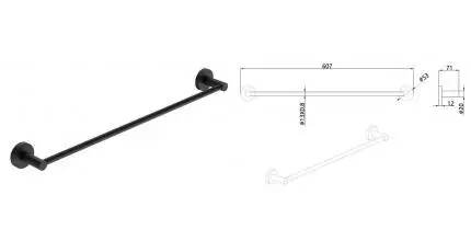 Полотенцедержатель «AQUAme» Trento AQM7204MB на стену чёрный матовый