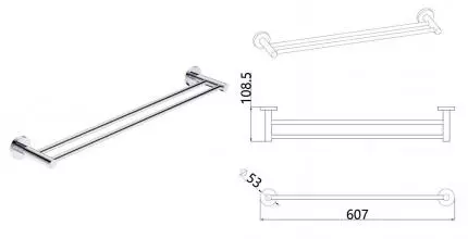 Полотенцедержатель двойной «AQUAme» Trento AQM7205CR на стену хром