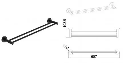 Полотенцедержатель двойной «AQUAme» Trento AQM7205MB на стену чёрный матовый