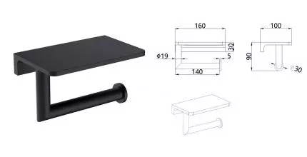 Держатель для туалетной бумаги «AQUAme» Trento AQM7209MB на стену чёрный матовый