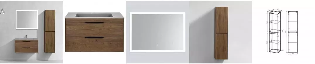 Мебель для ванной подвесная «Vincea» Chiara 2D 80 T.Oak раковина серая Мебель для ванной подвесная «Vincea» Chiara 2D 80 T.Oak раковина серая