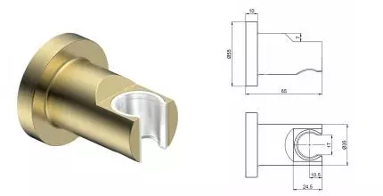 Держатель для душа «AQUAme» Siena AQM8722BG шлифованное золото Держатель для душа «AQUAme» Siena AQM8722BG шлифованное золото