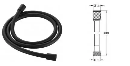 Душевой шланг «AQUAme» AQM1502MB 150 см чёрный матовый Душевой шланг «AQUAme» AQM1502MB 150 см чёрный матовый