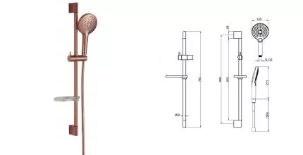 Душевой гарнитур «AQUAme» AQM8101BC шлифованная медь Душевой гарнитур «AQUAme» AQM8101BC шлифованная медь