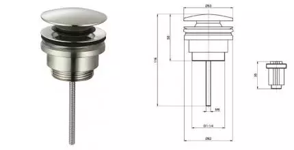 Донный клапан для раковины «AQUAme» AQM7003BN с механизмом Клик-Клак шлифованный никель