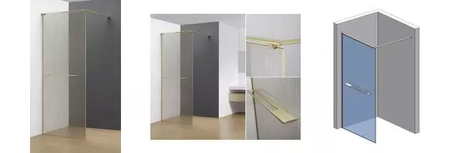 Душевая перегородка «AQUAme» AQM3720-3-10 100/200 лён/шлифованное золото универсальная Душевая перегородка «AQUAme» AQM3720-3-10 100/200 лён/шлифованное золото универсальная