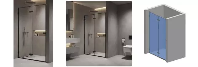 Душевая дверь «AQUAme» AQM7408-2-12 120/200 прозрачная/чёрная матовая универсальная