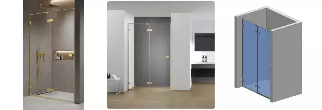 Душевая дверь «AQUAme» AQM7408-3-14 140/200 прозрачная/шлифованное золото универсальная