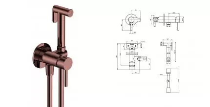 Смеситель с гигиеническим душем «AQUAme» Siena AQM6217BC шлифованная медь
