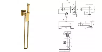 Смеситель с гигиеническим душем «AQUAme» Savona AQM6817BG шлифованное золото