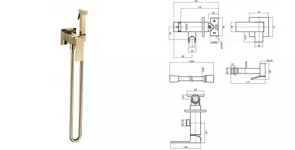 Смеситель с гигиеническим душем «AQUAme» Savona AQM6817GG золото Смеситель с гигиеническим душем «AQUAme» Savona AQM6817GG золото