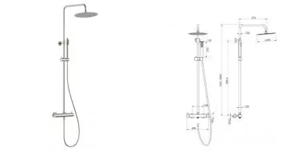 Душевая система «AQUAme» Siena AQM8006BN с термостатом шлифованный никель Душевая система «AQUAme» Siena AQM8006BN с термостатом шлифованный никель