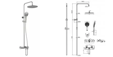 Душевая система «AQUAme» Siena AQM8008BN с термостатом шлифованный никель Душевая система «AQUAme» Siena AQM8008BN с термостатом шлифованный никель