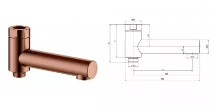 Излив к смесителю «AQUAme» AQM8301BC шлифованная медь Излив к смесителю «AQUAme» AQM8301BC шлифованная медь