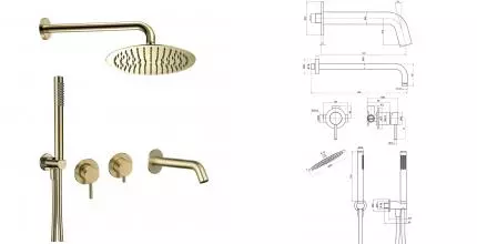 Душевая система «AQUAme» AQM8408BG шлифованное золото Душевая система «AQUAme» AQM8408BG шлифованное золото