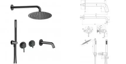 Душевая система «AQUAme» AQM8408GM оружейная сталь Душевая система «AQUAme» AQM8408GM оружейная сталь