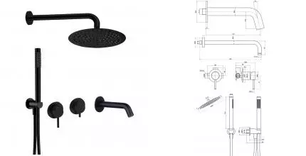 Душевая система «AQUAme» AQM8408MB чёрная матовая Душевая система «AQUAme» AQM8408MB чёрная матовая