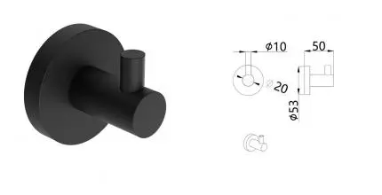 Крючок «AQUAme» Trento AQM7201MB на стену чёрный матовый