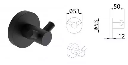 Двойной крючок «AQUAme» Trento AQM7202MB на стену чёрный матовый
