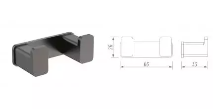 Двойной крючок «AQUAme» Tivoli AQM7302GM на стену оружейная сталь