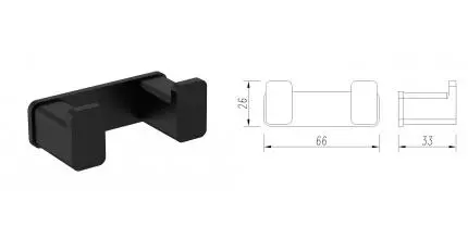 Двойной крючок «AQUAme» Tivoli AQM7302MB на стену чёрный матовый