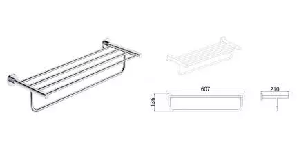 Полотенцедержатель с полкой «AQUAme» Trento AQM7206CR на стену хром