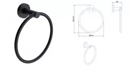Полотенцедержатель «AQUAme» Trento AQM7207MB на стену чёрный матовый