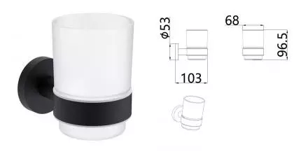 Стакан для зубных щёток «AQUAme» Trento AQM7212MB на стену чёрный матовый