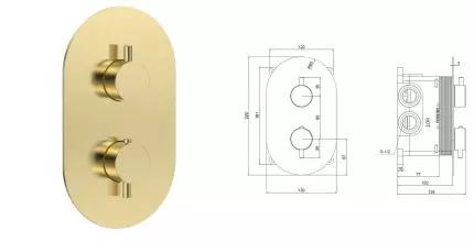 Смеситель для душа «AQUAme» Siena AQM8806BG с термостатом шлифованное золото Смеситель для душа «AQUAme» Siena AQM8806BG с термостатом шлифованное золото