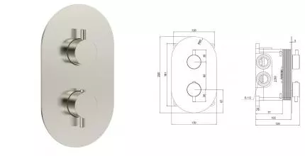 Смеситель для душа «AQUAme» Siena AQM8806BN с термостатом шлифованный никель Смеситель для душа «AQUAme» Siena AQM8806BN с термостатом шлифованный никель