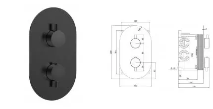 Смеситель для душа «AQUAme» Siena AQM8806MB с термостатом чёрный матовый Смеситель для душа «AQUAme» Siena AQM8806MB с термостатом чёрный матовый