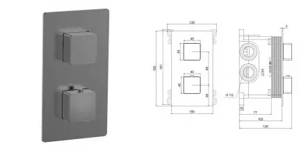 Смеситель для душа «AQUAme» Savona AQM8809GM с термостатом оружейная сталь Смеситель для душа «AQUAme» Savona AQM8809GM с термостатом оружейная сталь