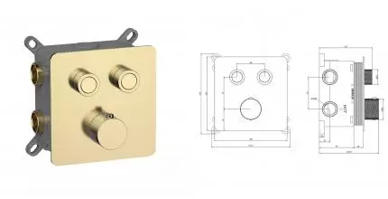 Смеситель для душа «AQUAme» AQM8811BG с термостатом шлифованное золото Смеситель для душа «AQUAme» AQM8811BG с термостатом шлифованное золото