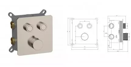 Смеситель для душа «AQUAme» AQM8811BN с термостатом шлифованный никель Смеситель для душа «AQUAme» AQM8811BN с термостатом шлифованный никель