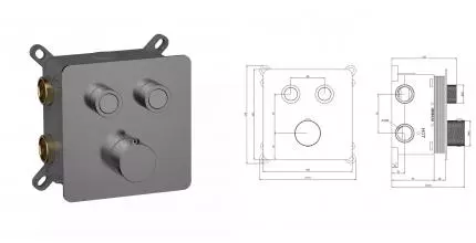 Смеситель для душа «AQUAme» AQM8811GM с термостатом оружейная сталь Смеситель для душа «AQUAme» AQM8811GM с термостатом оружейная сталь