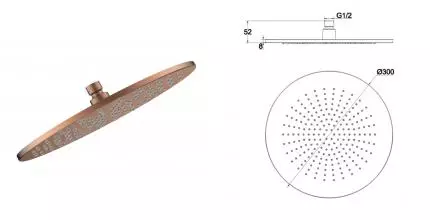Верхний душ «AQUAme» AQM8609BC шлифованная медь Верхний душ «AQUAme» AQM8609BC шлифованная медь