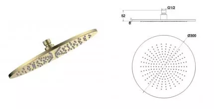 Верхний душ «AQUAme» AQM8609BG шлифованное золото Верхний душ «AQUAme» AQM8609BG шлифованное золото