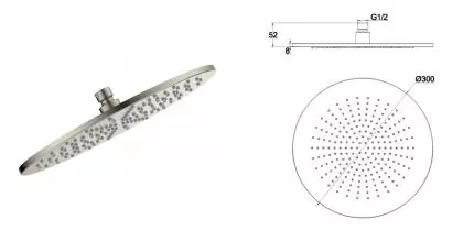 Верхний душ «AQUAme» AQM8609BN шлифованный никель Верхний душ «AQUAme» AQM8609BN шлифованный никель
