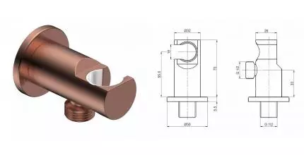 Подключение для душевого шланга «AQUAme» Siena AQM8714BC с держателем для лейки шлифованная медь Подключение для душевого шланга «AQUAme» Siena AQM8714BC с держателем для лейки шлифованная медь