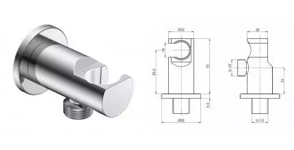 Подключение для душевого шланга «AQUAme» Siena AQM8714CR с держателем для лейки хром Подключение для душевого шланга «AQUAme» Siena AQM8714CR с держателем для лейки хром