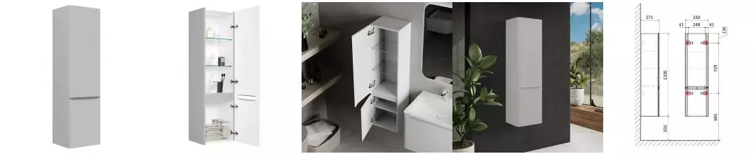 Пенал «AQUAme» S4 33 подвесной серый универсальный