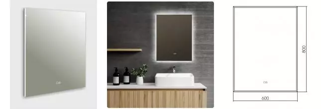 Зеркало «AQUAme» 60/80 с сенсорным выключателем с подсветкой и подогревом