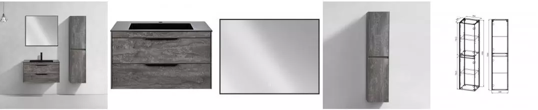 Мебель для ванной подвесная «Vincea» Chiara 2D 80 G.Stone раковина чёрная