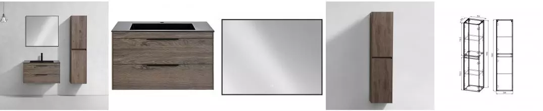 Мебель для ванной подвесная «Vincea» Chiara 2D 80 R.Oak раковина чёрная