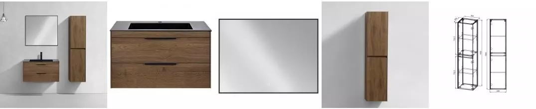 Мебель для ванной подвесная «Vincea» Chiara 2D 80 T.Oak раковина чёрная Мебель для ванной подвесная «Vincea» Chiara 2D 80 T.Oak раковина чёрная