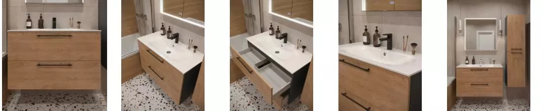 Тумба с раковиной «Terminus» Вента 100 с 2 ящиками (Оптима 100) подвесная дуб/серая Тумба с раковиной «Terminus» Вента 100 с 2 ящиками (Оптима 100) подвесная дуб/серая