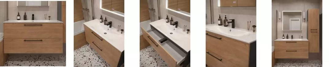 Тумба с раковиной «Terminus» Вента 120 с 2 ящиками (Оптима 120) подвесная дуб/серая Тумба с раковиной «Terminus» Вента 120 с 2 ящиками (Оптима 120) подвесная дуб/серая