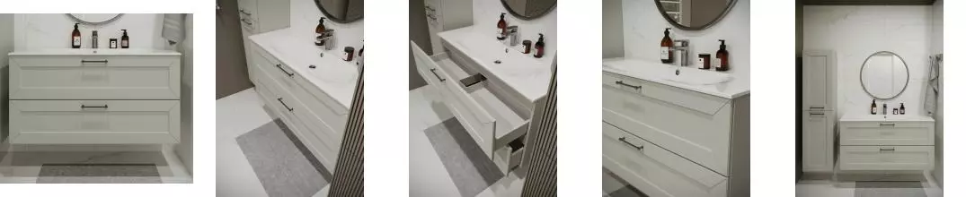 Тумба с раковиной «Terminus» Виктория 120 с 2 ящиками (Оптима 120) подвесная белая