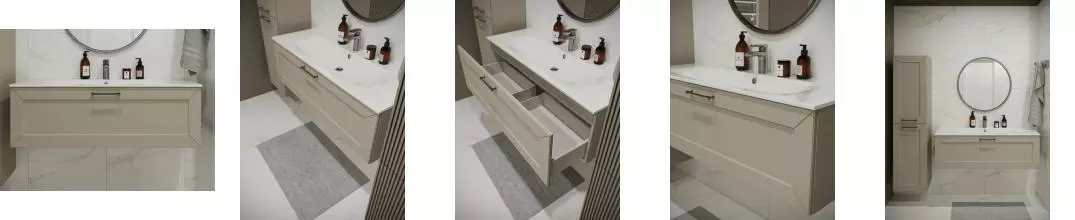 Тумба с раковиной «Terminus» Виктория 120 с 1 ящиком (Оптима 120) подвесная айвари