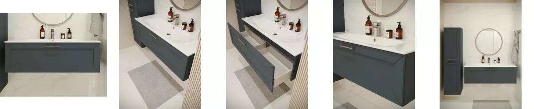 Тумба с раковиной «Terminus» Виктория 120 с 1 ящиком (Оптима 120) подвесная серый шёлк